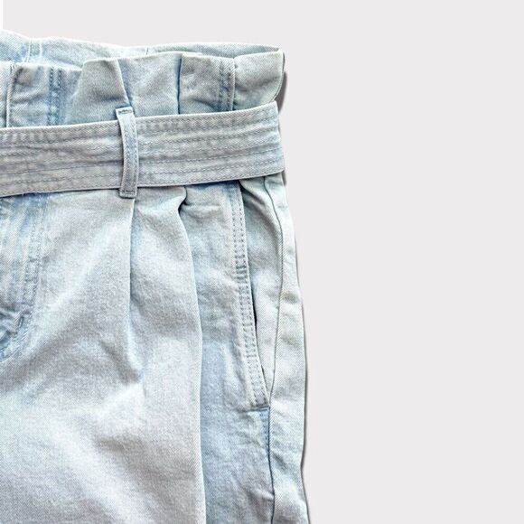 a new day Paperbag High Waist Tapered Jeans With Belt Light Blue Wash Sz 12 - Picture 5 of 11